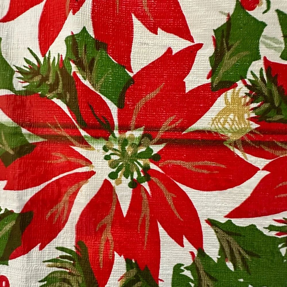 Vintage Festive Holiday Plastic Tablecloth Winter Design